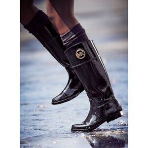Michael Kors Glossy Black Riding//Rain Boots
